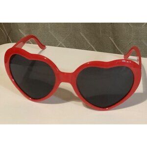 Heart-Shaped Red Women Sunglasses Black Lenses Valentine’s Day Adult OS